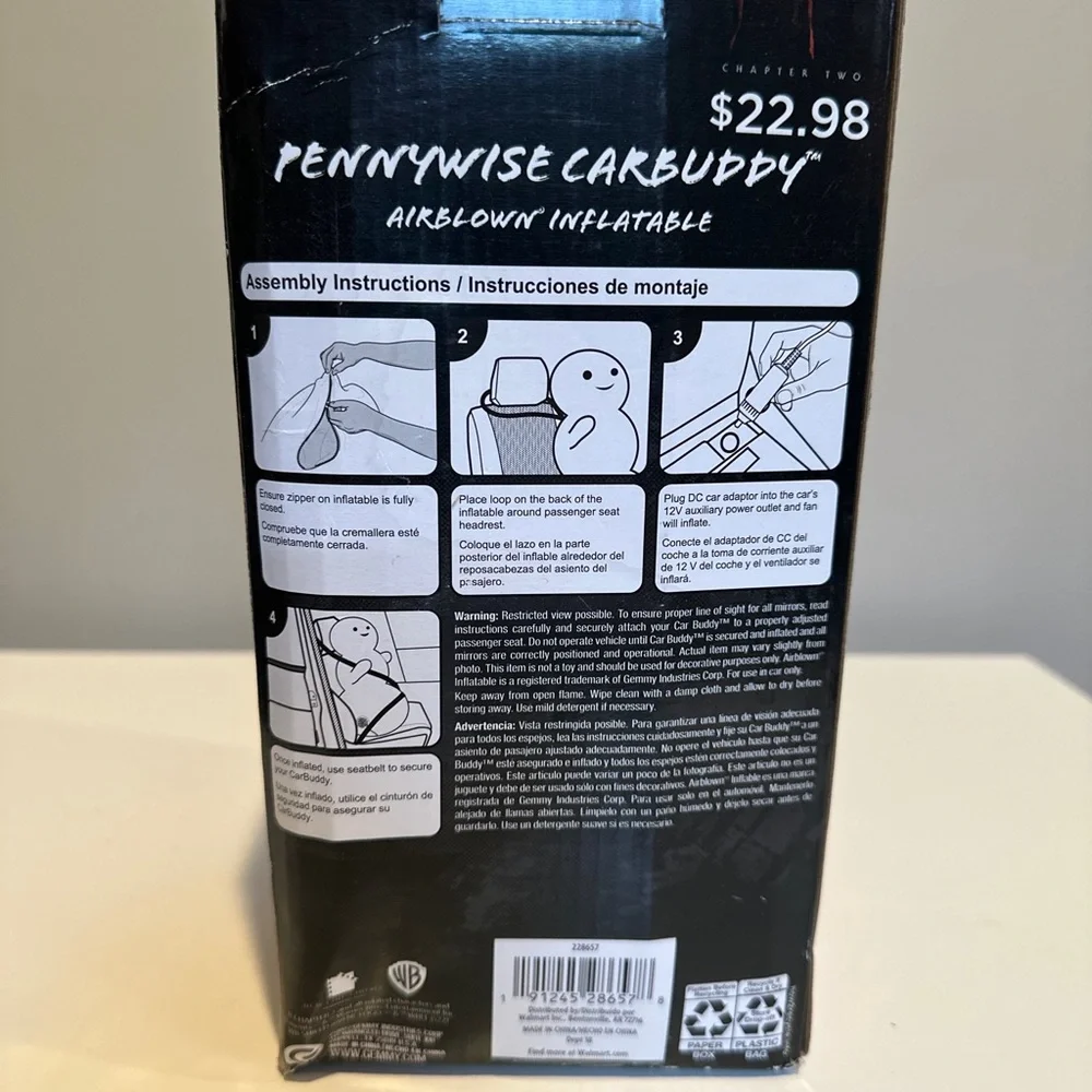 Pennywise Car Buddy Inflatable 3‎ ft Halloween IT Chapter 2 Gemmy NIB